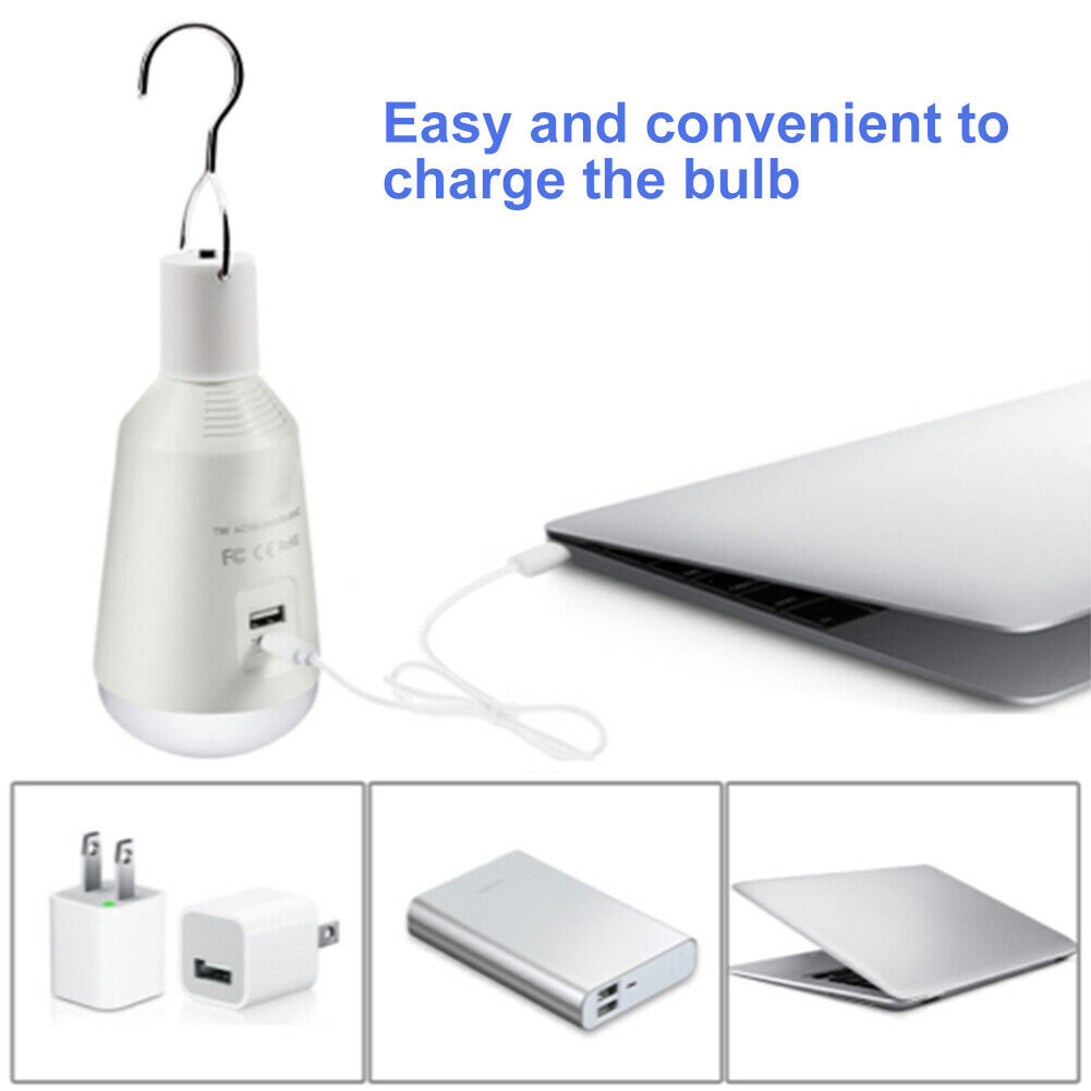 Emergency LED Light Rechargeable Tent Lamp Hiking Backpacking Night E27 Bulb Portable Cordless Hanging Lantern Lighting