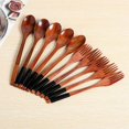 thumbnail image 5 of Juego de Tenedores Cucharas Madera Utensilios Estilo JaponéS para Comer Cubiertos Reutilizables (Cordones Negros, 10 Piezas), 5 of 5