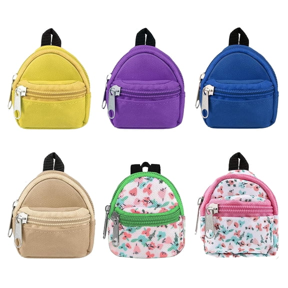 6PCS Mini Doll Backpack, Miniature Backpack Model, Mini Doll Zipper Backpacks, Tiny Schoolbag Decor for Photography Props, Dollhouse Accessory for Daily Supplies ﻿ ﻿ ﻿