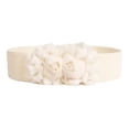 thumbnail image 3 of IQOGKRN Women Wide Elastic Stretch Waist Belt 3D Chiffon Double Rose Flower Decorative Waistband Cinch Belt Beige One Size, 3 of 3