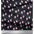 thumbnail image 2 of Soimoi Blue Polyester Crepe Fabric Strawberry Fruit Print Fabric by Yard 52 Inch Wide, 2 of 3