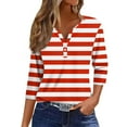 thumbnail image 2 of Njagoc3 Womens Red & White Striped Top, 3/4 Sleeve, Slim Fit, Casual Summer & Spring Top, 2 of 6