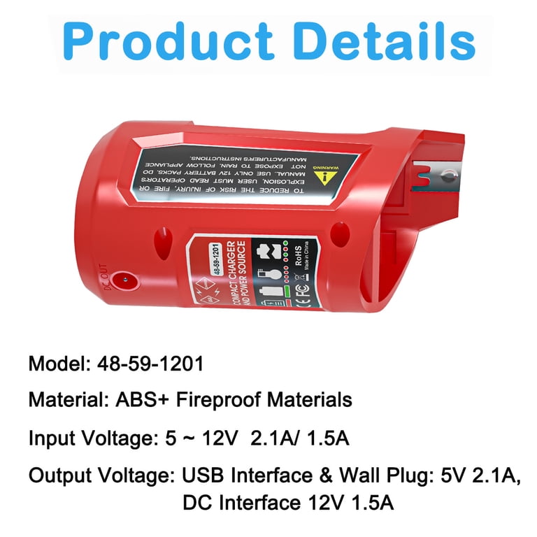 NATNO M12 12V Battery Charger Replace for Milwaukee M12 48-59-1201 