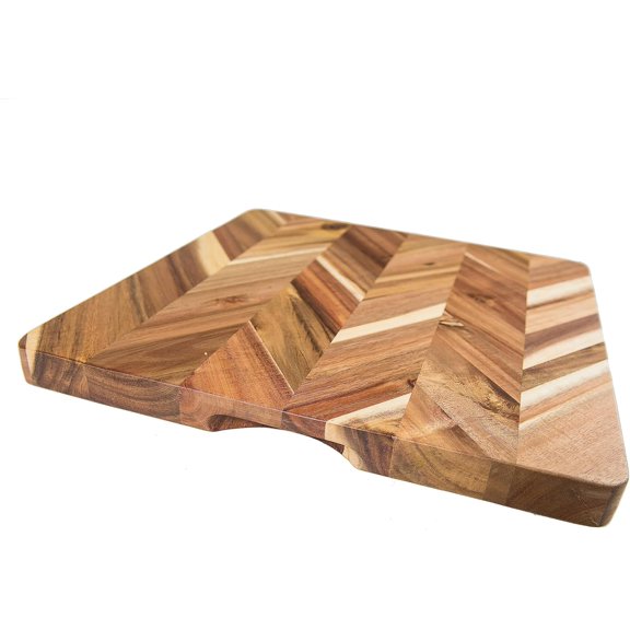 Lipper Acacia Herringbone Square Cutting /Serve Board W/ Inset Handles