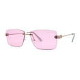 thumbnail image 2 of Womens Slick Minimal Luxury Rimless Rectangle Retro 90s Sunglasses Gold Pink, 2 of 4