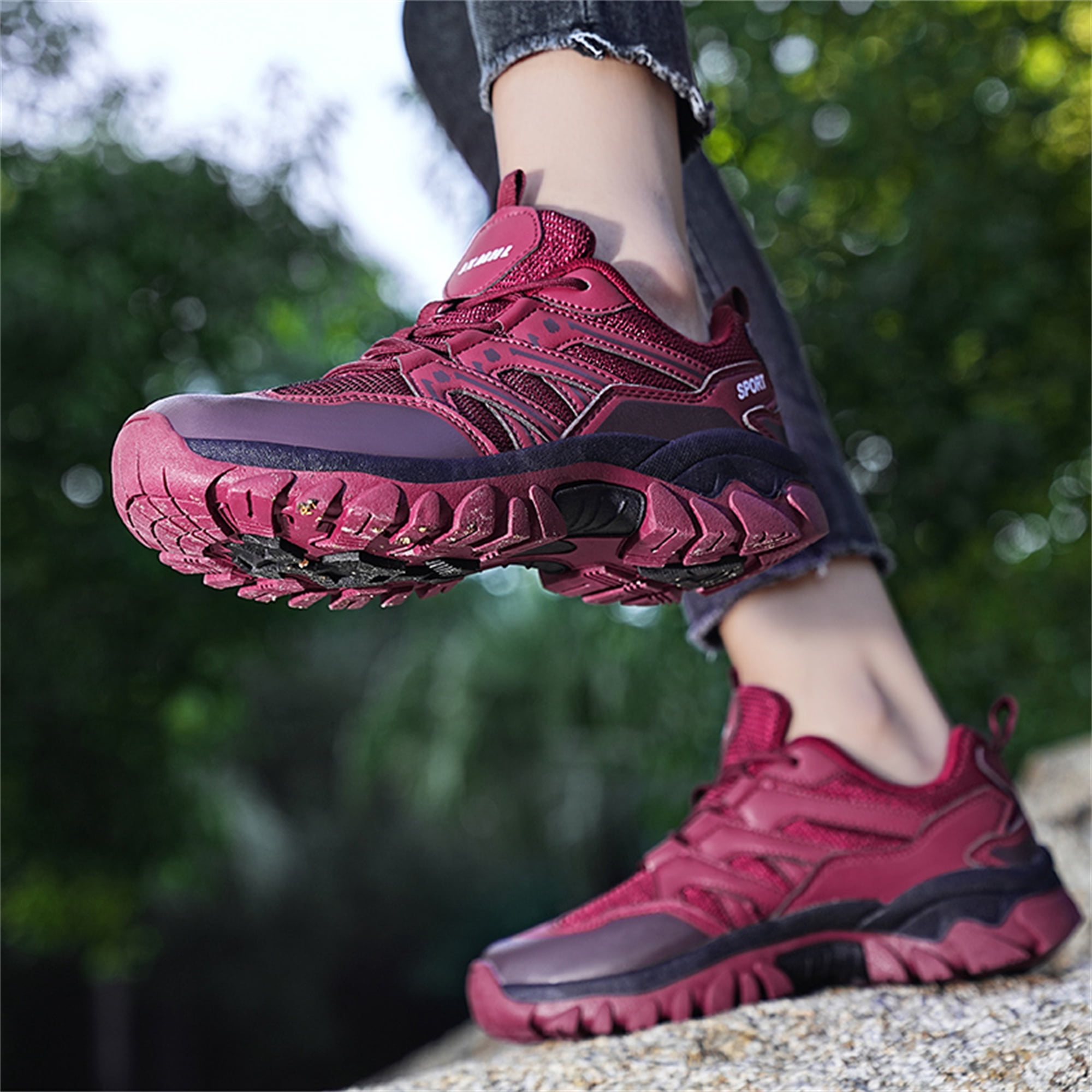 LASUDRAA Unisex Non-Slip Breathable Hiking Shoes for Men Women, Outdoor Trekking Trail Sneakers for Camping Walking