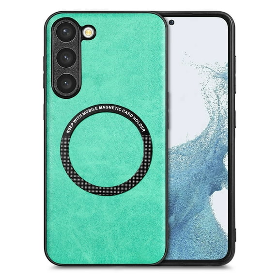 Fit for Samsung Galaxy S23 (6.1 inch) Case,Built in Magnets for MagSafe Charger,Drop Protection Durable PU Leather Ultra Thin Lightweight Support Wireless Charging Magnetic Phone Cover,Green