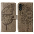 thumbnail image 2 of SaniMore Case for Samsung Galaxy A54 5G (6.4" 2023), PU Leather Skin with Luxury Embossed Butterfly [Wrist Strap & Card Slots & Flip Kickstand] Full-body Shockproof Business Wallet Cover, Gray, 2 of 10