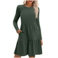 thumbnail image 2 of gakvbuo Fall Dresses For Women 2024 Babydoll Knit Sweater Dress With Pockets Plus Size Mini Dress Long Sleeve T-Shirt Dress Crew Neck Casual Wedding Guest Dress Fall Winter Tunic Dress, 2 of 9