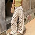 thumbnail image 2 of XINPING Women's Wide Leg Baggy Sweatpants Polka Dot Y2K Casual Trousers Elastic Waist,Drawstring,Loose Pants,Trendy Y2K Pants, 2 of 5