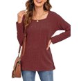 thumbnail image 2 of ANYJOIN Long Sleeve Shirts for Women Square Neck Fall Tops Lightweight Tunic Sweaters, 2 of 5