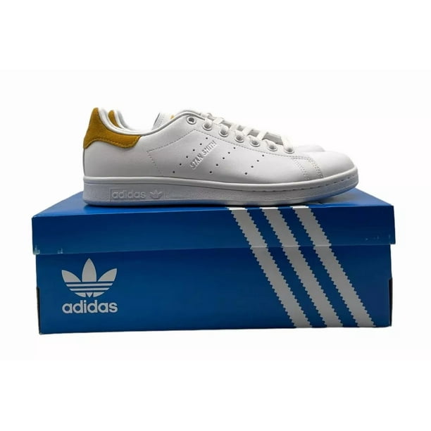 Adi-das Stan Smith Mens Sz 8 Casual Retro Shoe White Gold Curry Sneaker Trainer