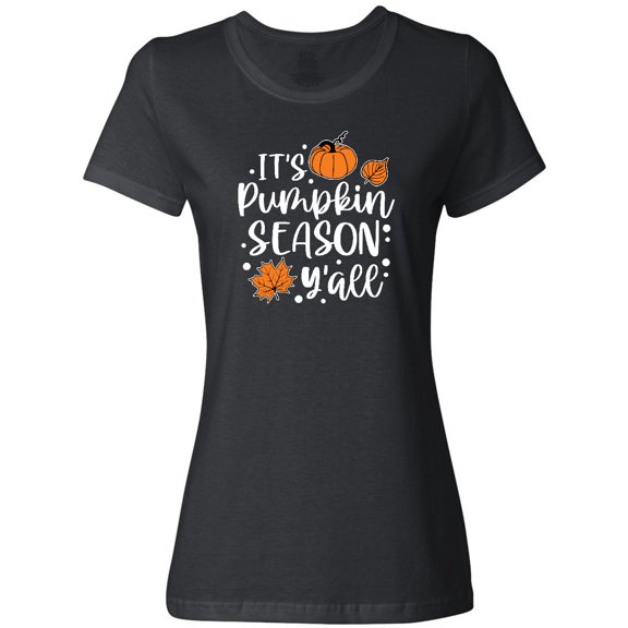 Inktastic Thanksgiving It's Pumpkin Season Y'all with Fall Leaves Women's T-Shirt