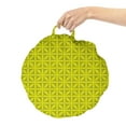 thumbnail image 2 of Checkered Round Floor Cushion with Handle, Monochrome Geometric Motif of Inner Flower Petals Nature Contemporary Boho Art, Pillow for Living Room & Dorms, 18" Round, Lime Green, by Ambesonne, 2 of 4