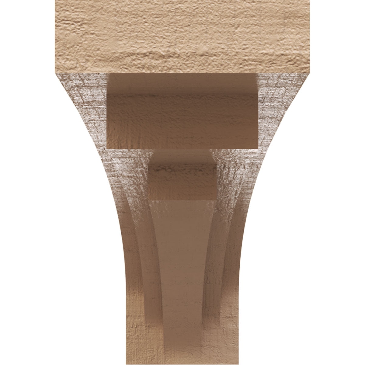 3"W x 18"D x 6"H Thin Rockford Rough Cedar Woodgrain TimberThane Corbel, Primed Tan