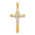 thumbnail image 1 of 14k Two Tone Gold Lord Jesus Christ Crucifix Holy Cross Necklace Charm Pendant Religious Inri, 1 of 6