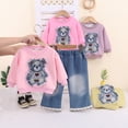 thumbnail image 4 of YEPGAR Infant Girls Suits Long Sleeve Printed Top Casual Pants Matching Outfit Autumn Cute Style Toddler Daily Sweatsuit (Hot Pink, 4-5 Years), 4 of 5
