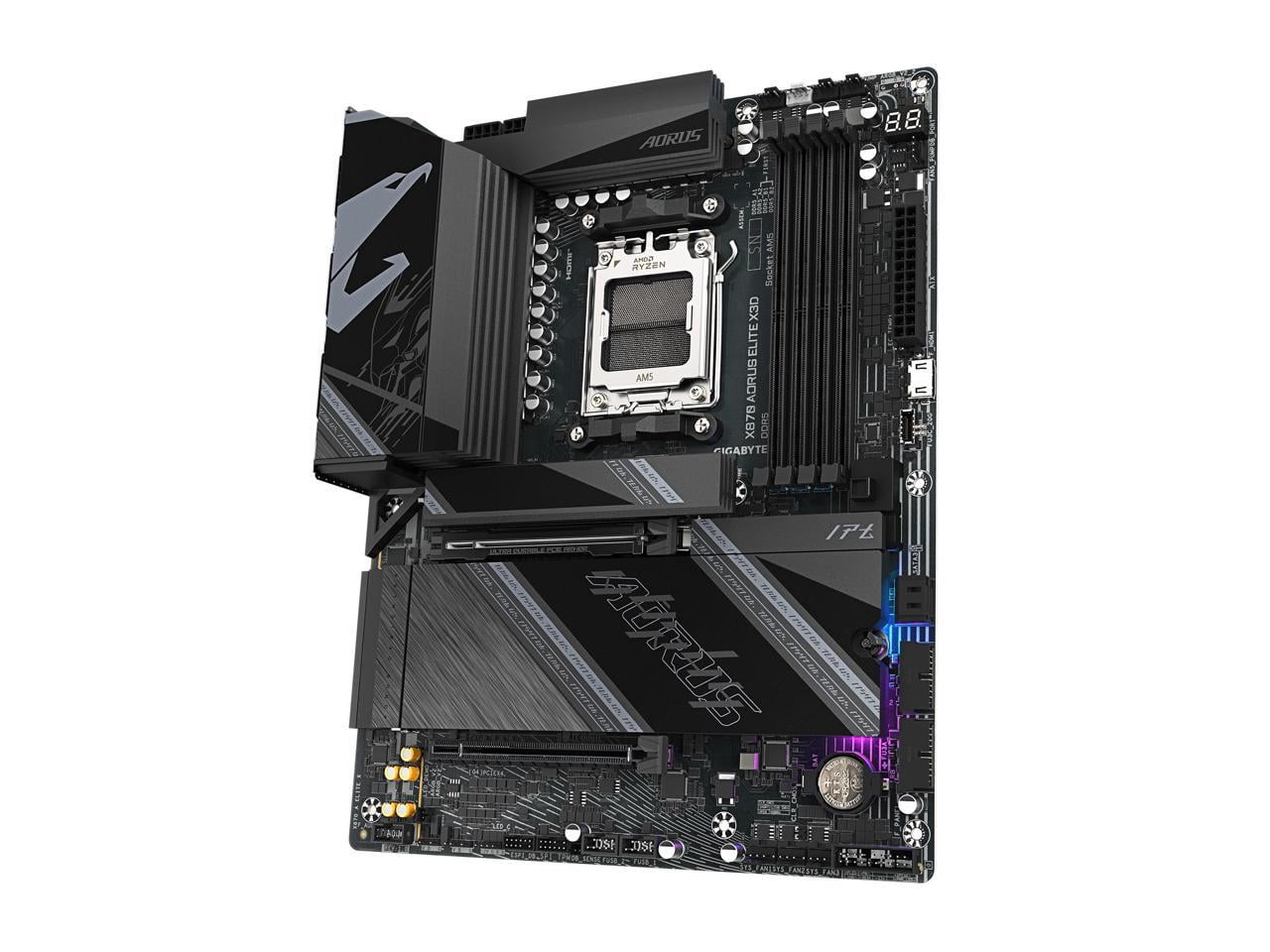 GIGABYTE X870 AORUS ELITE X3D AMD AM5 ATX Motherboard, Supports AMD Ryzen 9000/8000/7000 Series, DDR5, 16+2+2 Power Phase, 4x M.2, PCIe 5.0, USB4, WIFI7, 5 GbE, PCIe EZ-Latch Plus, 5-Year Warranty