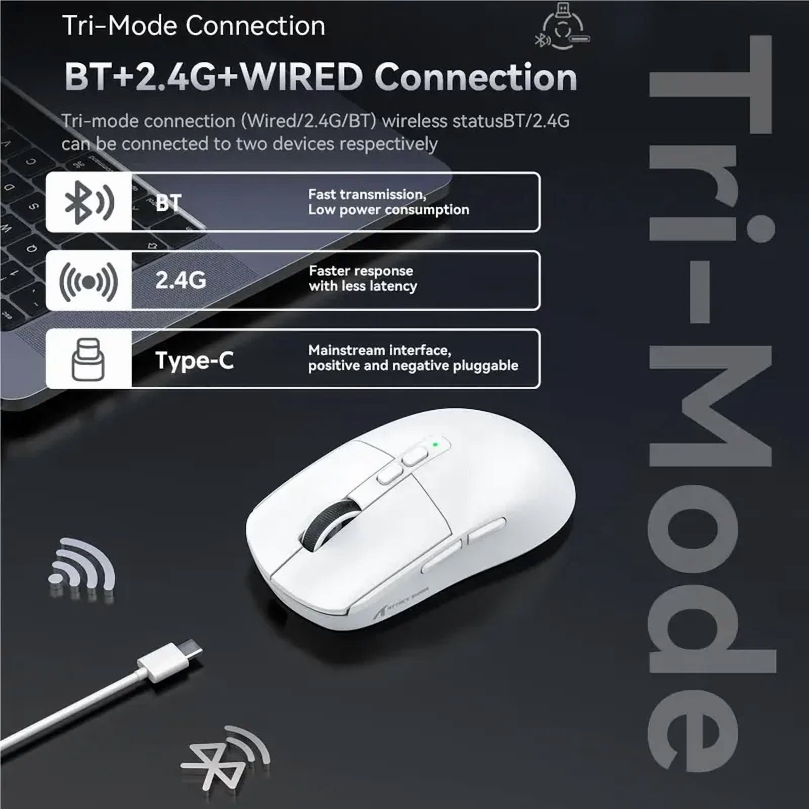 Attack Shark X6 PixArt PAW3395 Gaming Mouse, Bluetooth Tri-Mode Connection, RGB Touch Magnetic Charging Base