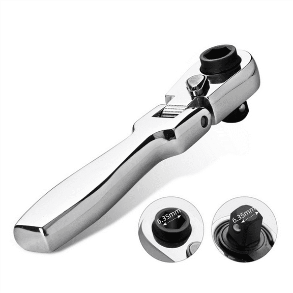 2 in 1 Flat Handle Ratchet Wrench 1/4 Double Ended 72 Teeth Quick Spanner Tool Screwdriver Socket Bit DIY Repair Tool