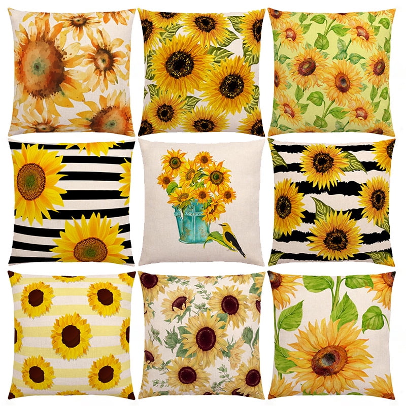 Sunflower Pillow Covers, Buffalo Plaid Sunflower Decor Summer Pillow