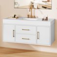 thumbnail image 2 of Craftian 48 inch Wall Mounted Bathroom Vanity 2 Doors & 2 Drawers, Floating Bathroom Cabinet, White, 2 of 10
