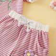 thumbnail image 4 of Toddler Outfits for Girls Baby Summer Clothes Crew Neck Cotton Striped Flower T-Shirt with Shorts Clothing Sets, 4 of 6