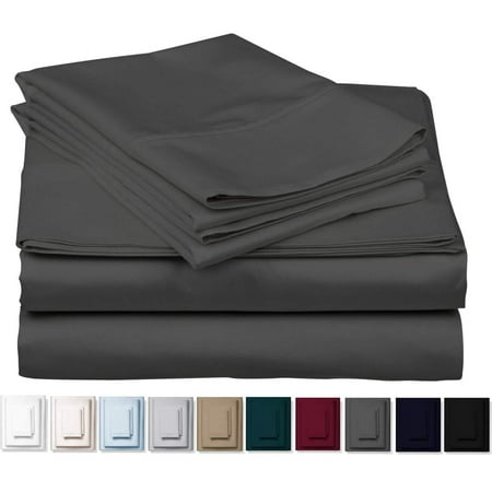 True 1000 Thread Count 100% Pure Egyptian Cotton Bed Sheets, 4-Pc Cal King DARK GREY Sheet Set, Single Ply Long-Staple Combed Cotton Yarns, Best Sateen Weave, Fits Mattress Upto 17'' Deep Pocket (Best Pc For 1000 Euros)