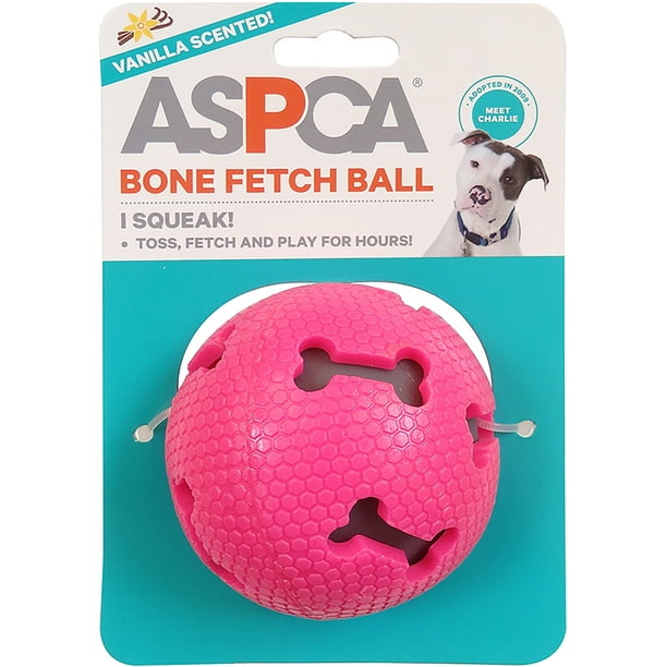 Aspca Bone Fetch Ball Dog Jouet Rose