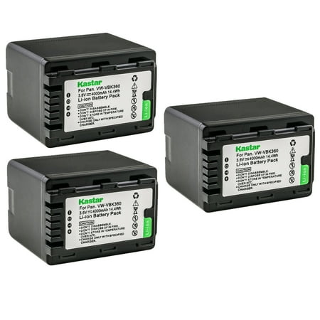 Kastar 3-Pack Battery VW-VBK360 Replacement for Panasonic SDR-S45 SDR-S50A SDR-S50K SDR-S50N SDR-S50P SDR-S50PC SDR-S70 SDR-S70K SDR-S70P SDR-S70PC SDR-S70R SDR-S70S SDR-S71 Camera