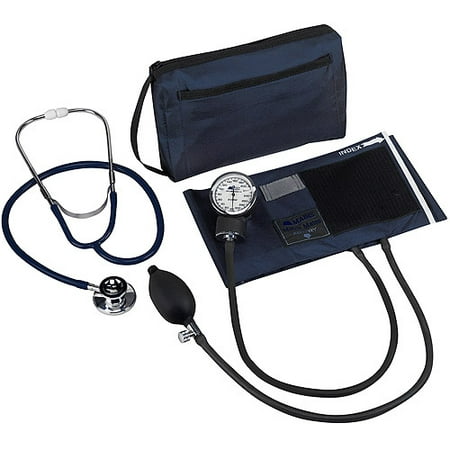 Mabis MatchMates Vital Signs Kit for Nurses, Aneroid Sphygmomanometer and Dual Head Stethoscope Combination Kit, Blood Pressure Monitoring Kit for Home,