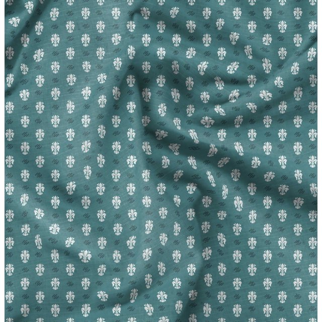 Soimoi Rayon Fabric Fleur_de_lis Damask Print Fabric by The Yard 42 Inch Wide