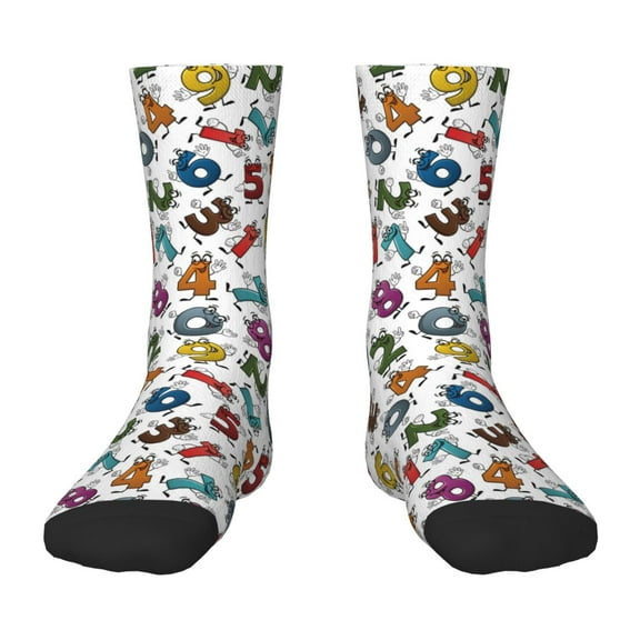 Fuzoiu Colorful Numbers Print Kids Socks For Boys Girls,Grip Crew Socks with Non Slip,Lightweight Stretch Crew Socks,Toddlers Crew Boot Socks