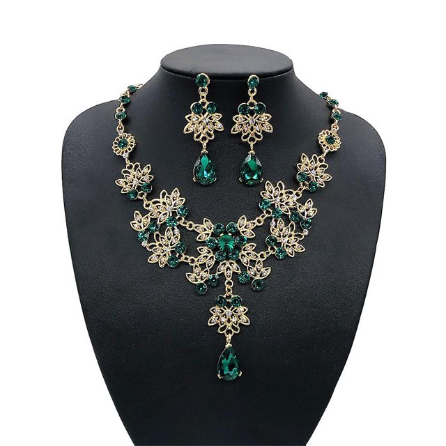 Conjunto de pendientes y collar con forma de lágrima de diamantes de imitación de cristal para propuesta de boda y fiesta de graduación