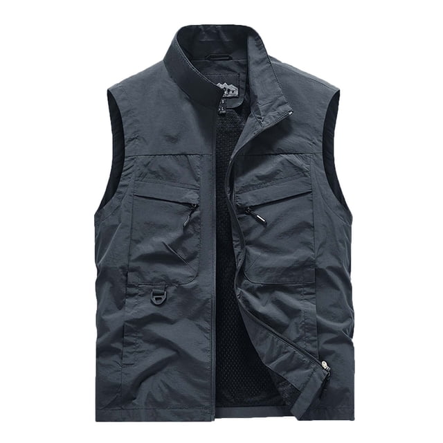 Birdeem Mens Work Clothes Jacket Solid Color Stand Collar Multiple Pockets Outdoor Sports Photography Leisure Coat