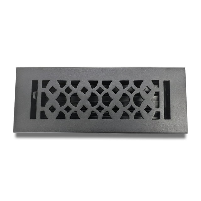 Decorative Cast Aluminum 3" X 10" VR-100 Floor Vent Cover with Damper – Register for HVAC, AC & Heat – Tudor Mushroom Design, Powder-Coated, Repaintable, 12" x 5" Outer Size, 5mm Thick