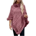 thumbnail image 2 of DailyTrove Women's Turtleneck Knit Poncho, Long Sleeve, Casual Lounge & Outdoor Wear, Soft Wool Blend, Plus Size Friendly, 2 of 5