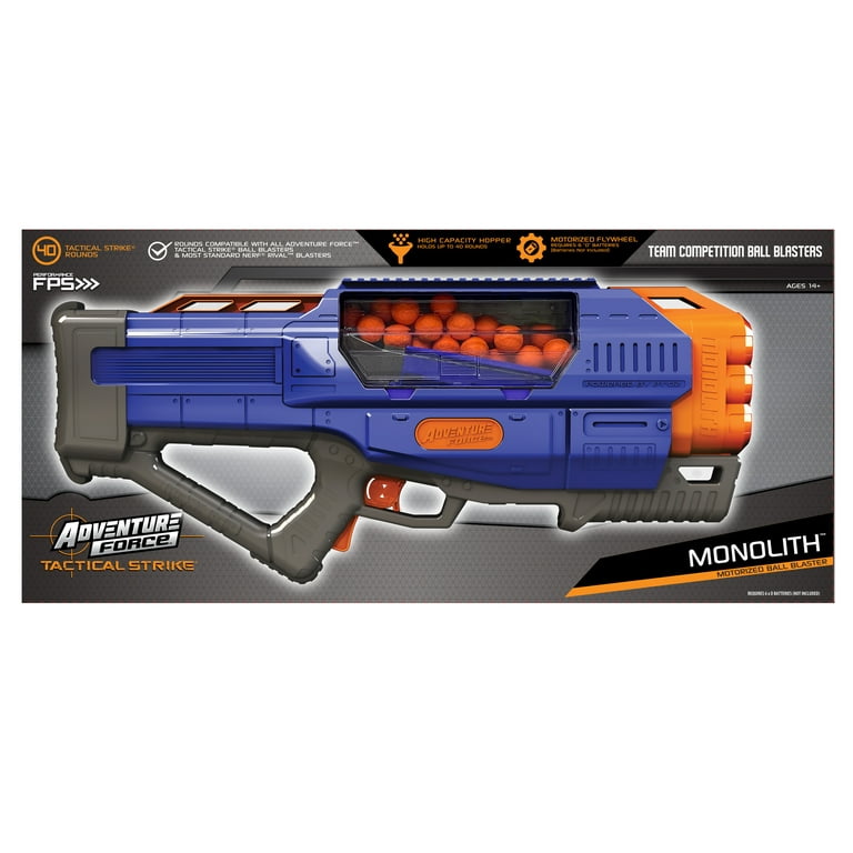 dis last Shining Adventure Force Tactical Strike Monolith Automatic Ball Blaster -  Compatible with NERT Rival - Walmart.com