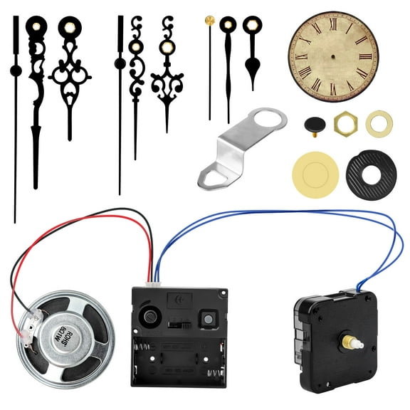 Clock Movement Mechanism Hands Set, TSV Quartz Clock Motor Kit Replacement with Operated Chime, 17/22mm