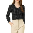 thumbnail image 5 of Allegra K Women's Cute Collar Plaid Blouse Long Sleeve Button-Down Shirts, 5 of 6