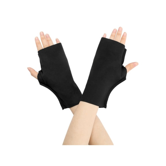 INSPIRE CHIC Fingerless Fleece Gloves Lightweight Warm Wrist Cover Short Arm Warmers One Size Black