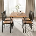 thumbnail image 2 of Dining Table Set for 4, Small Spaces Kitchen Table and Chairs - Wood Top & Metal Legs, Compact Dining Set for Apartments, Sturdy Space-Saving Design, Brown, 2 of 7