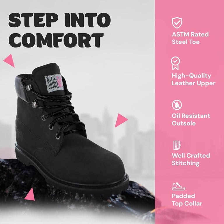 Safety Girl Steel Toe Boots for Women - Black -6.5M  display picture 1