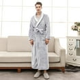 thumbnail image 4 of JTieacloth Mens Fleece Plush Bathrobe Men's Thickened Extended Plus Size Sable Couple Bathrobe Elegant Spliced Flannel Pajamas Gray, 4 of 5