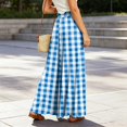 thumbnail image 6 of Women's Gingham Plaid Wide Leg Pants, Casual Tie Waist Paperbag Palazzo Trousers, Summer High Waisted Checkered Long Pants with Pockets, 6 of 6