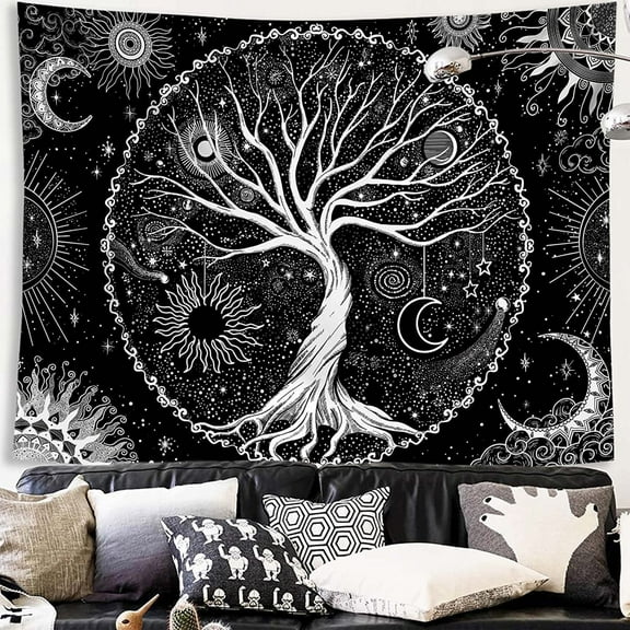 Black Tapestry Tree of Life Tapestry Black Aesthetic Tapestry Wall Hanging for Bedroom 50 X 60 Inches