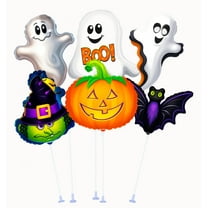 PMU Halloween Balloons Assortment 9 Inch Pre-Inflated with Sticks Pkg/12