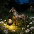 thumbnail image 6 of Solar-Powered Mini Horse Garden Light - Resin Horse Figurine Outdoor Yard Patio Ornament, Durable Solar LED Garden Lamp, Cute Night Light for Outdoor Home & Garden Decor, 8*7*3in, Gold, 6 of 7