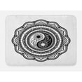 thumbnail image 1 of Black and White Bath Mat, Tattoo Style Mandala with Sunflowers and Yin Yang Shape, Plush Bathroom Decor Mat with Non Slip Backing, 29.5" X 17.5", White and Black, by Ambesonne, 1 of 2