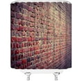 thumbnail image 3 of Vintage Red Brown Brick Wall Shower Curtain Retro Stone Brick Rocks Rustic Farmhouse Geometric Wall Country Fabric Bathroom Decor Curtain with Hooks, 3 of 3